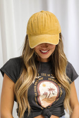 Mars Vintage Wash Sports Cap - Mustard - The Self Styler