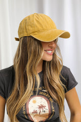 Mars Vintage Wash Sports Cap - Mustard - The Self Styler