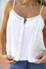 Hattie Lace Cami Top - White - The Self Styler