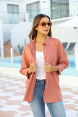 Mila Linen Shirt - Rosewood - The Self Styler