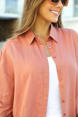 Mila Linen Shirt - Rosewood - The Self Styler