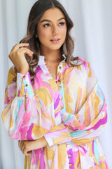 Khalia Mini Dress - Abstract Watercolour Print - The Self Styler