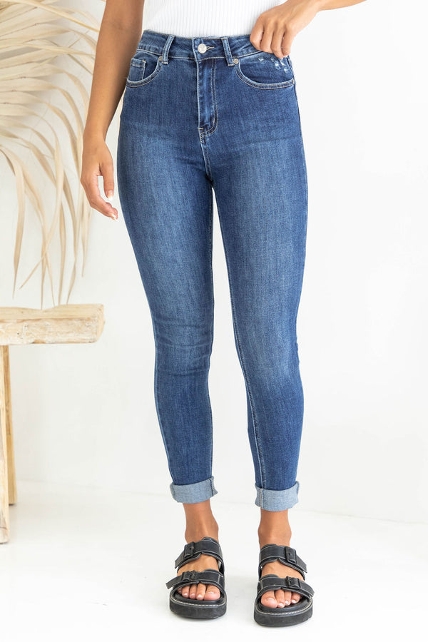 Jai High-Rise Skinny Leg Jeans - Dark Wash - The Self Styler