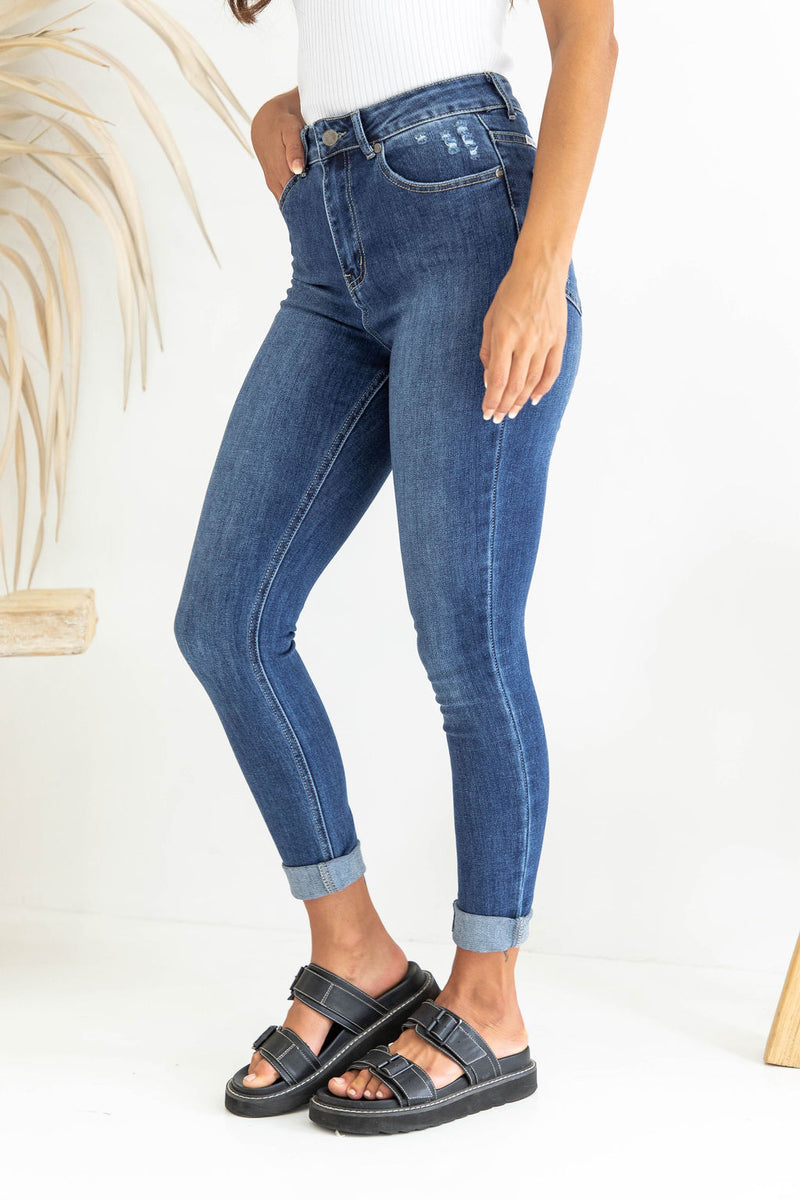 Jai High-Rise Skinny Leg Jeans - Dark Wash - The Self Styler