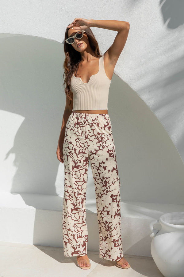 Oak Cotton Pant - Choc Truffle - Ti Amo - The Self Styler - The Self Styler
