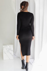 Eclipse Knit Midi Dress - Black - The Self Styler