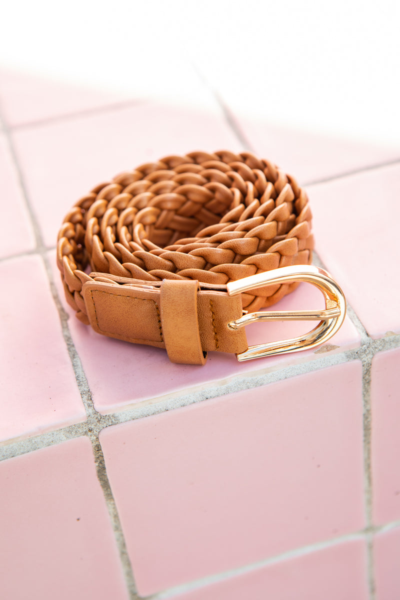 Kellie Plaited Belt - Tan - The Self Styler