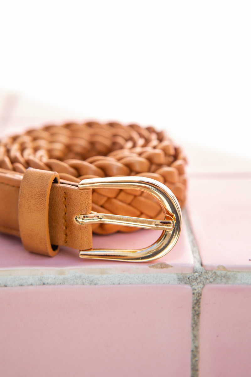 Kellie Plaited Belt - Tan - The Self Styler