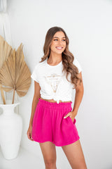 Tegan Cheesecloth Shorts - Hot Pink - The Self Styler