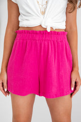 Tegan Cheesecloth Shorts - Hot Pink - The Self Styler