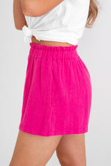 Tegan Cheesecloth Shorts - Hot Pink - The Self Styler