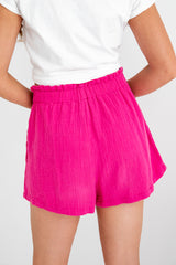 Tegan Cheesecloth Shorts - Hot Pink - The Self Styler