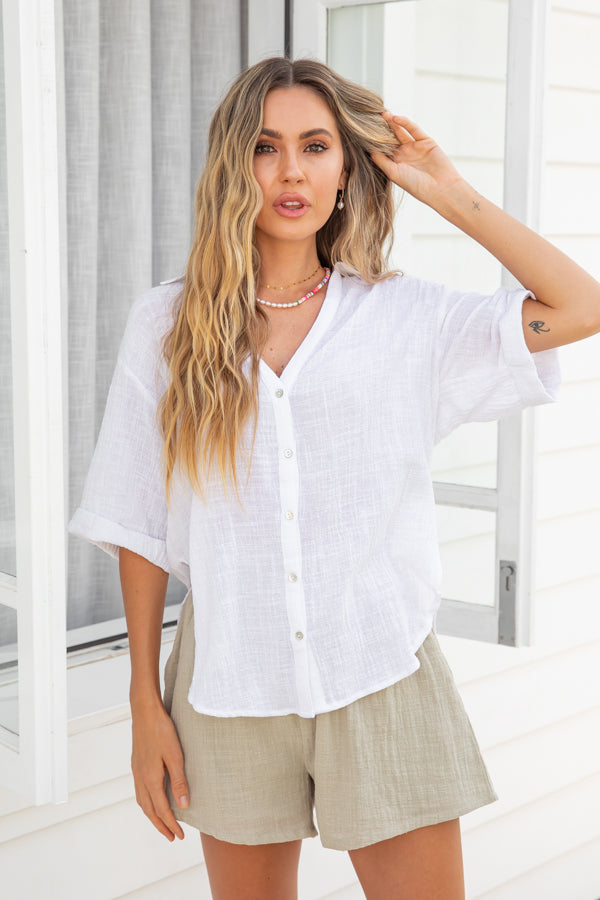 DYLAN LINEN SHIRT - WHITE - The Self Styler